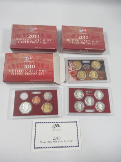 2010 US Mint Silver Proof Set Lot of 3