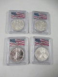 Lot of 4 Graded US Silver Eagles 9-11