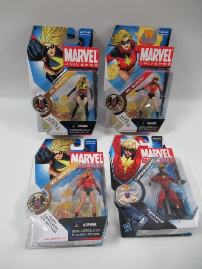 Marvel Universe Captain Marvel + Ms. Marvel 4 Figure Lot