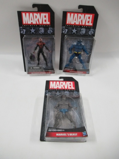 Marvel Universe Ultimate Spider-Man + Grey and Blue Beast Figures