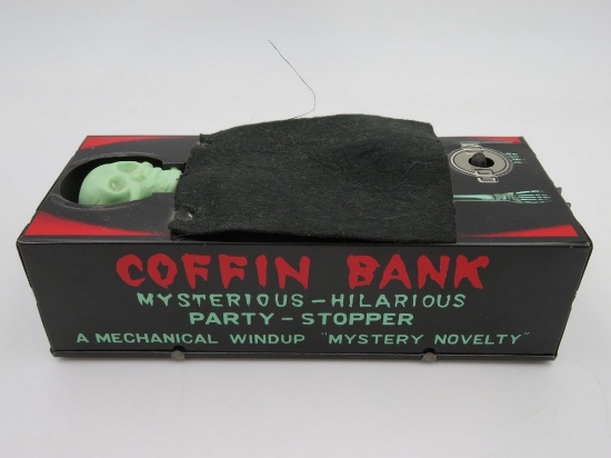 Vintage Wind-Up Coffin Bank/Yone Japan