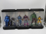 Superhero/Villain Action Figure Lot w/Display Cases