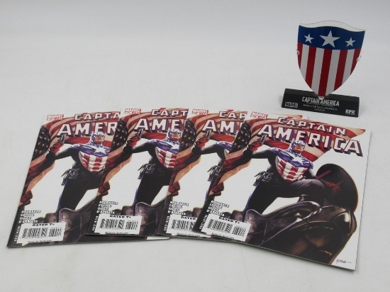 Captain America #34 (x3) + Metal Shield Replica
