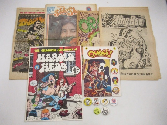 Underground Comix/Newspapers + Pins Lot