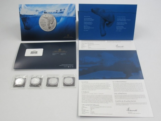 Lot of (4) 2012 Royal Canadian Mint $20 Fine Silver Polar Bear Coins