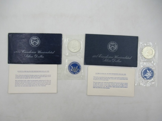 1971 + 1974 Eisenhower Dollars 40% Silver Dollars