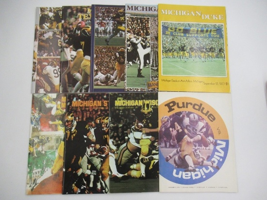 University of Michigan Football Programs Lot of (9) 1973-1977