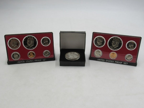 1993 Peace On Earth Fine Silver Coin + 1973+1975 U.S. Proof Sets
