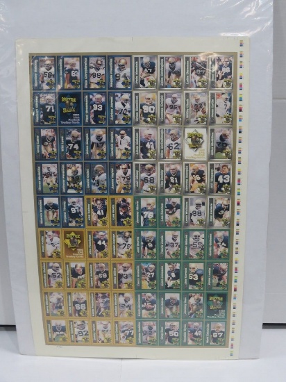 1993 Notre Dame Football Team Trading Card Set Uncut Sheet