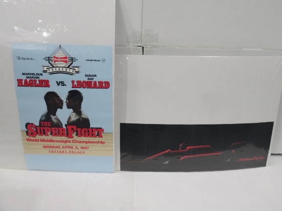 Hagler VS Leonard Super Fight 1987 & Detroit Grand Prix 1984 Original Poster Lot of (2)