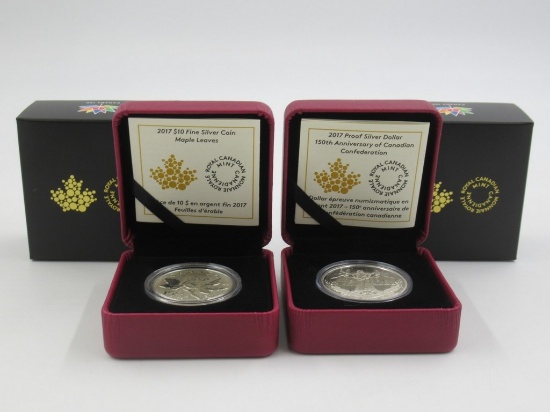 2017 Canada $10/Silver Dollar Fine Silver Coins Lot of (2)