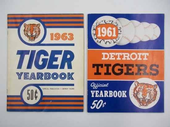 Detroit Tigers 1961 + 1963 Baseball Yearbook w/Autograph