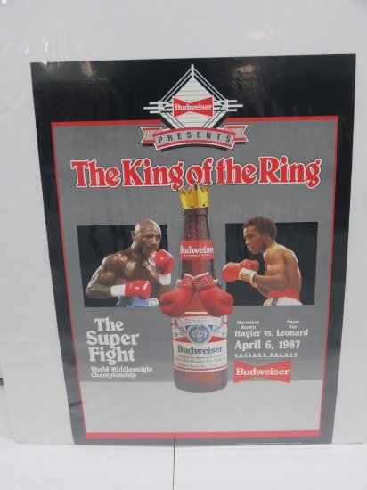 "The King of the Ring" Hagler Vs. Leonard 1987 Boxing Match Budweiser Poster