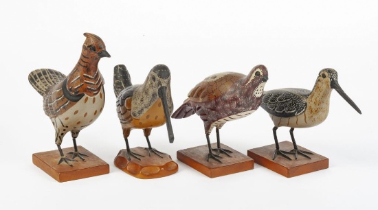 4 Pcs Carl Forslund Carved Wooden Folk Art Birds