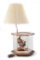 Full Mounted Pair Of Quail In Glass Case Lamp