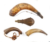 Collection of 4 Black Powder Horns