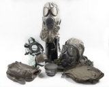 3 Gas Masks with Canisters and Carriers