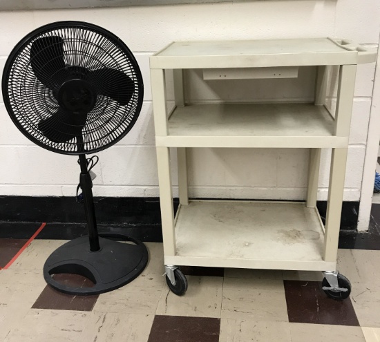 Lasky fan and Tuffy utility cart. Cart 24” x 18”