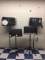 Large lot of musical instruments and stands.