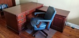 Office Desk & Blue Leather Chair
