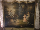 4 Panel French Hand Painted Room Screen