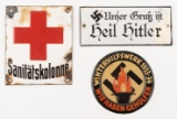 3 WWII German Signs Incl. Enameled