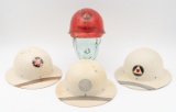 3 WWII Civil Defense Helmets & NYC Fire Helmet