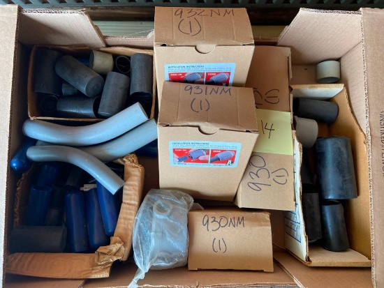 Box of PVC pipefittings including end fittings