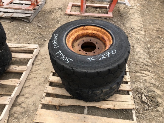 Set of Case Solid Rubber Tires for a Skid Loader