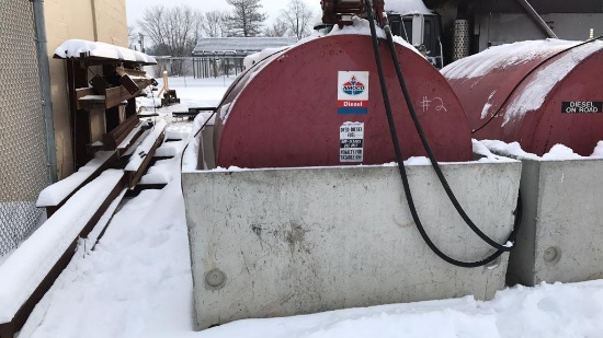 Large fuel storage tank with containment box,