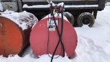 Fuel storage tank with electric pump and hose