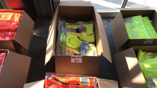 Box of Florescent Green Surveyors Vests