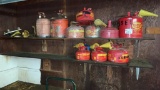 Multiple Metal Gas Cans, Various Sizes,