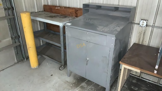 Metal Writing Desk, Metal Supply Cart