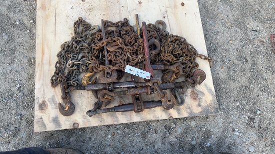 Lot of Chains and Ratchet Binders