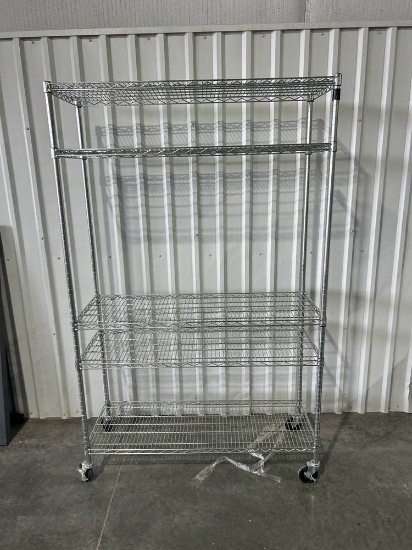 48” x 18” x 77” Metal 5 Shelf Rolling Rack