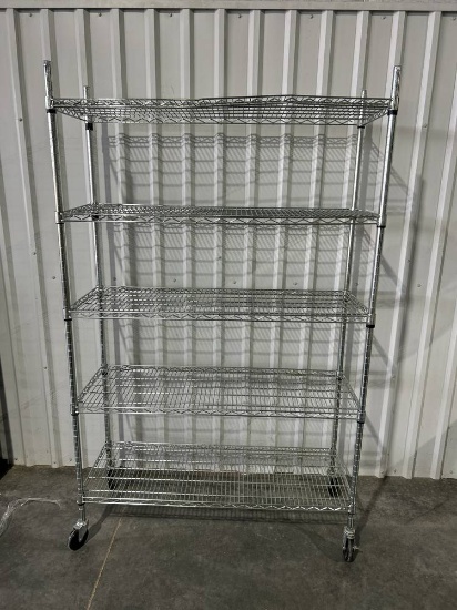 48” x 18” x 77” Metal 5 Shelf Rolling Rack