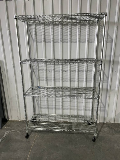 48” x 18” x 77” Metal 4 Shelf Rolling Rack