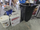 Trashcans, Strapping kit, First Aid Kit, Partial Bucket of White Primer