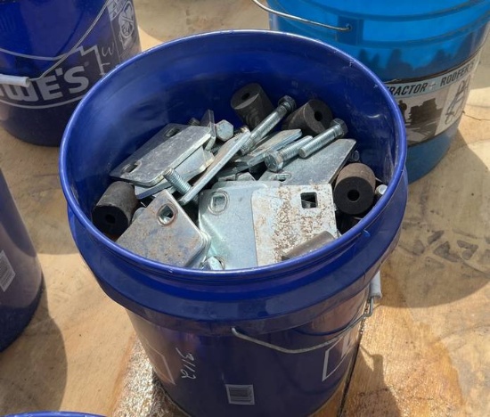 Bucket of Assorted Scaffolding Bolts and Parts