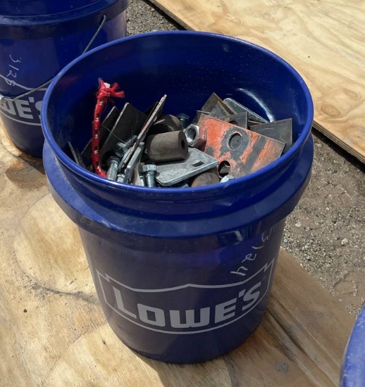 Bucket of Assorted Scaffolding Bolts and Parts