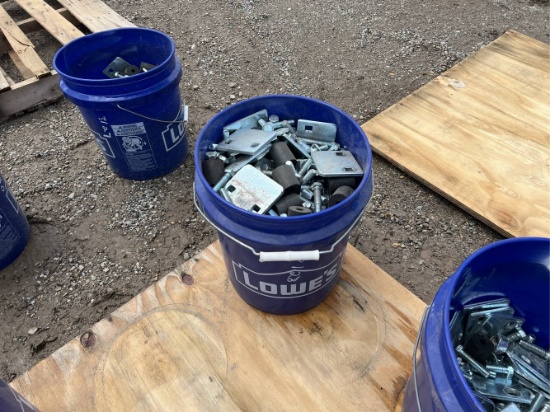 Bucket of Assorted Scaffolding Bolts and Parts