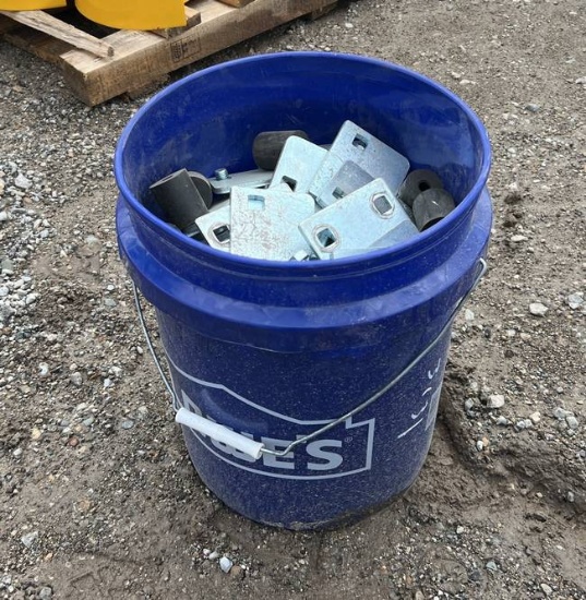 Bucket of Assorted Scaffolding Bolts and Parts