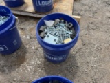 Bucket of Assorted Scaffolding Bolts and Parts