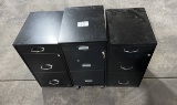(3) Black 3 Drawer Filling Cabinets