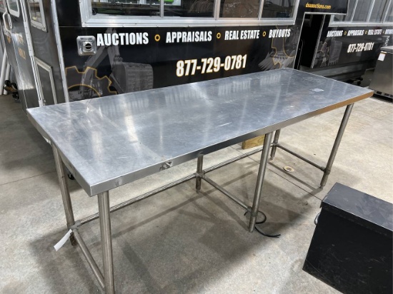 8’ Stainless Workbench, Wood Top