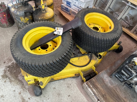 John Deere 48” Mower Deck, 23x10.50-12 Mower Tires, (3) Mower Blades