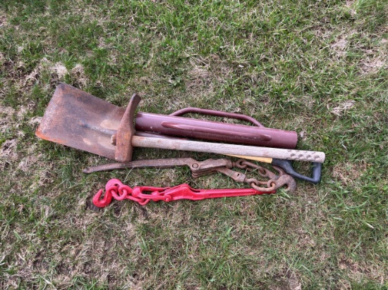 Miscellaneous Hand Tools, Shovel, Post Driver, Chain Binders