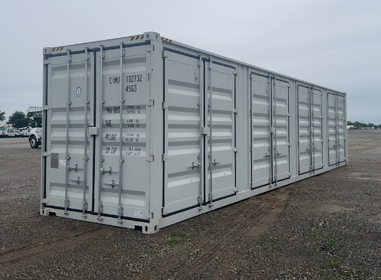 40' Shipping Container With One Barn Door On Front