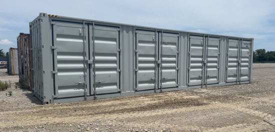 40' Container With Barn Doors On Front an Side